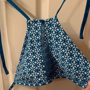 Medium / Largs Halter Blue Patterned Bikini Top